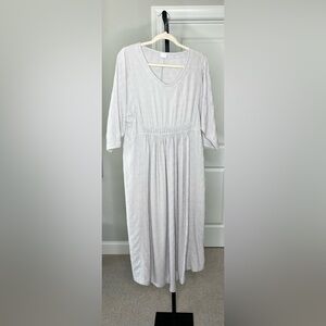 Poetry Organic Cotton Midi Dress, 3/4 Sleeve, Sz 8, Grayish Light Blue